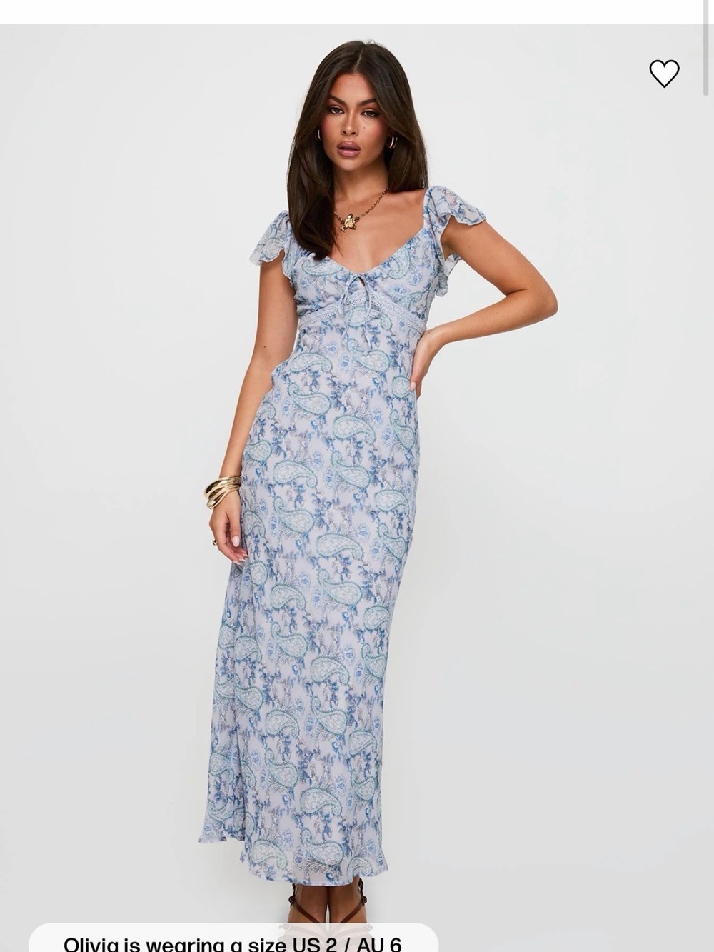 Princess Polly Light Blue Paisley Maxi Dress